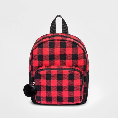 Kids' Buffalo Check Mini Backpack - Cat & Jack™ Red/Black