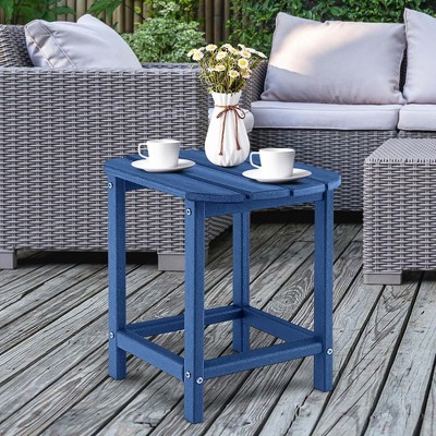 Costway 18" Patio Adirondack Side Table Weather Resistant HDPE Garden Navy