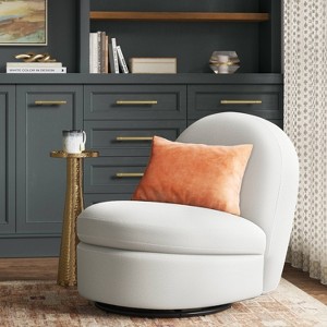Rounded Swivel Accent Chair Cream Boucle White - Threshold™: Plywood Frame, Polyester Upholstery, No Assembly Required - 1 of 4