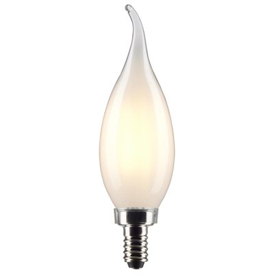 Satco CA10 (Flame Tip) E12 (Candelabra) Filament LED Bulb Warm White 60  Watt Equivalence 2 pk