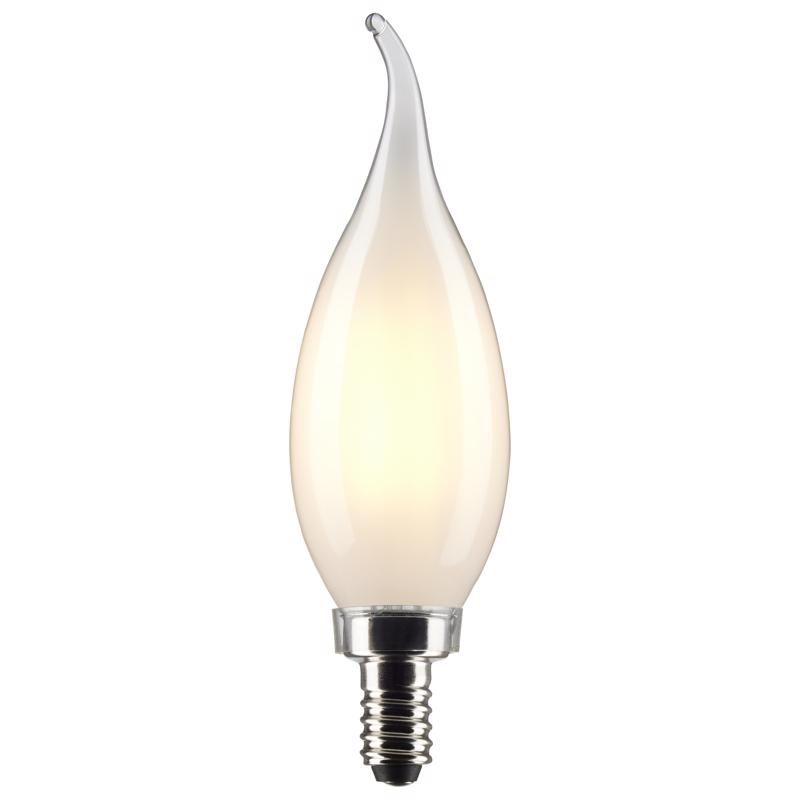Satco CA10 (Flame Tip) E12 (Candelabra) Filament LED Bulb Soft White 40 Watt Equivalence 2 pk, 1 of 2