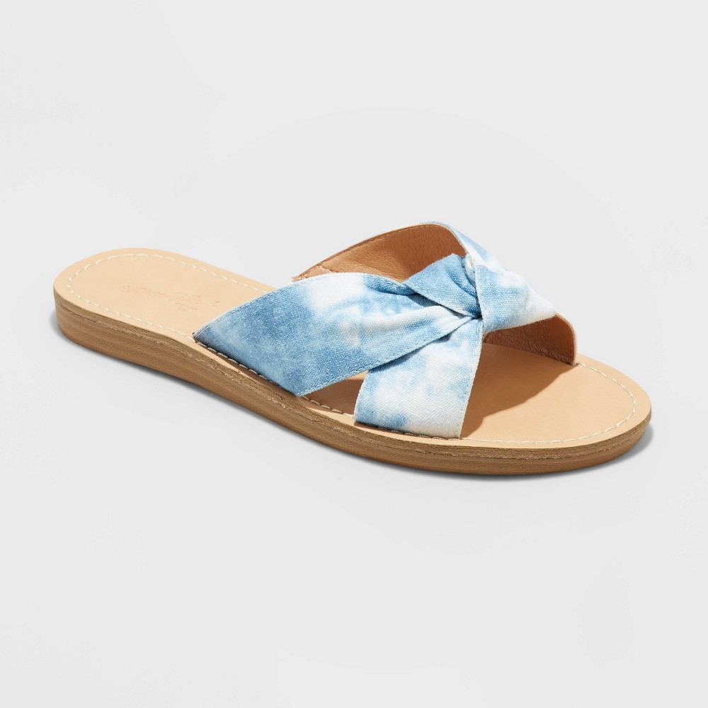 Women's Melody Wide Width Knotted Slide Sandals - Universal Thread Blue 7.5W
