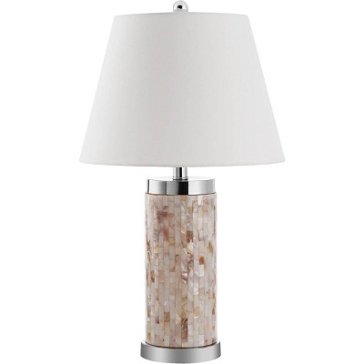 Diana 25" Cream Shell and Metal Table Lamp Set