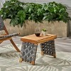 Huntsville Acacia Wood Foldable Side Table - Brown Patina/Gray - Christopher Knight Home: Water-Resistant, No Assembly Required - 2 of 4