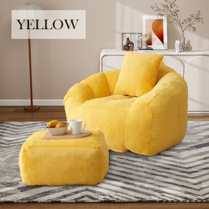 Hrinhom 45.4" W Modern Bean Bag Chairs,Faux Fur Lazy Sofa Reading Chair With Ottoman - 1 of 4
