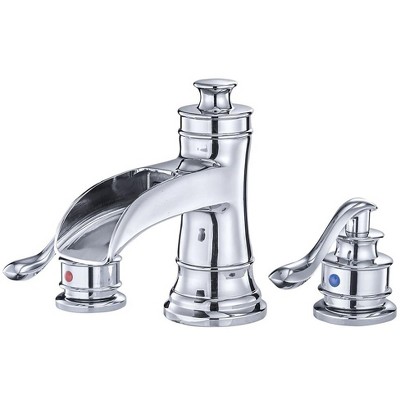 BWE 8 in. Widespread Double Handle Waterfall Bath Faucet With Pop-up Drain Assembly in Spot Resist