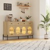 Sideboard Buffet Cabinet with Storage,62" Storage Cabinet with 4 Doors and 3 Drawers, Credenza Buffet Table for Living Room Dining Room Natural - 2 of 4