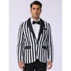 INSPIRE CHIC Men's Single Breasted Contrast Color Business Striped Blazer - 2 of 4