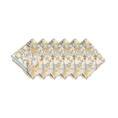 Ainsley Floral and Stripe Cotton Napkin Set of 6