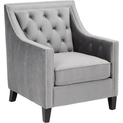 55 Downing Street Tiffany Gray Tufted Armchair