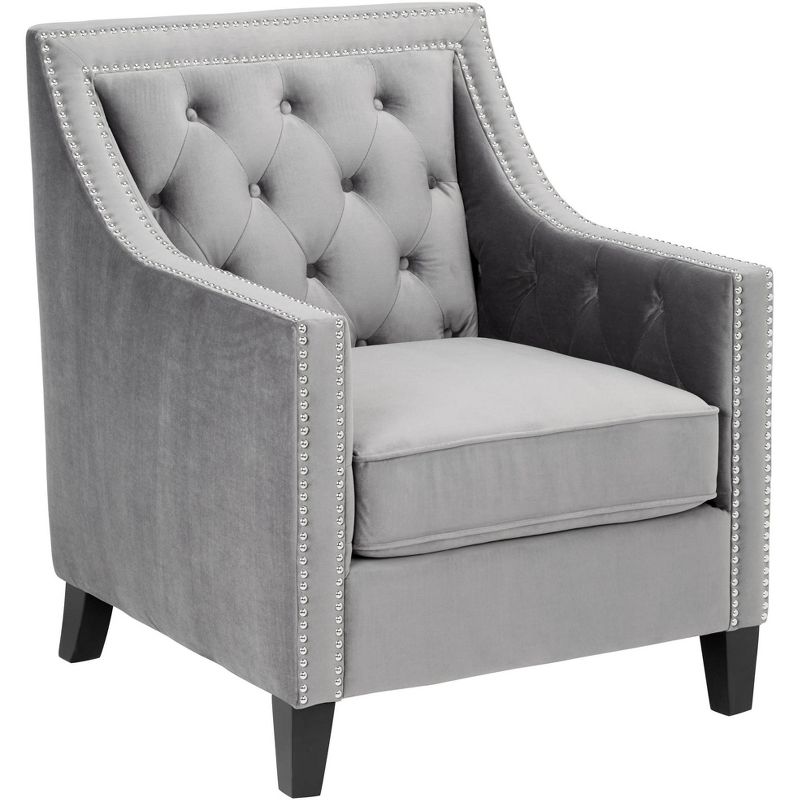 55 Downing Street Tiffany Gray Tufted Armchair, 1 of 8