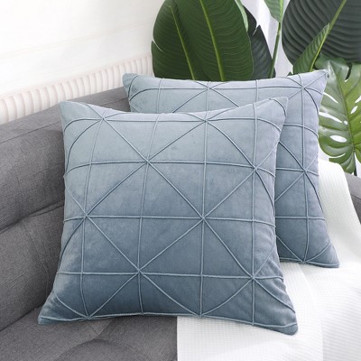 PiccoCasa Velvet Soft Square Plaid Throw Pillow Cases for Car Sofa 2 Pcs