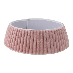 Christmas Tree Collar, Luxury Plush Faux Fur Foldable Tree Base Cover Ring Skirt with Stripe Textured Pattern for Holiday Indoor Home Decor, 23"-28" - 1 of 4