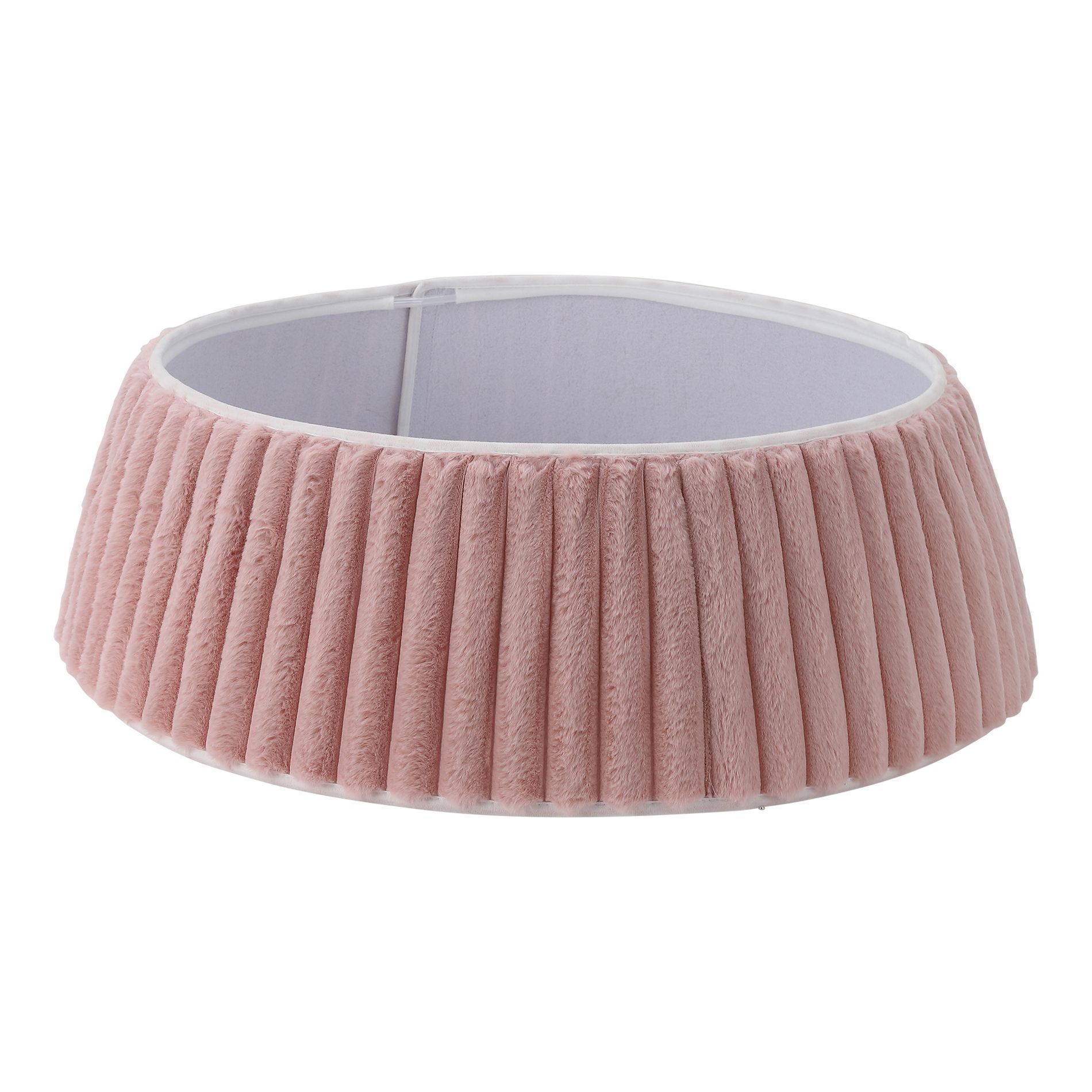 Christmas Tree Collar, Luxury Plush Faux Fur Foldable Tree Base Cover Ring Skirt with Stripe Textured Pattern for Holiday Indoor Home Decor, 23"-28"