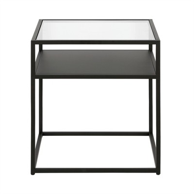 Bronzed Blackened Metal & Glass 20" Square End Table