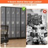 Aobabo Metal Lockers for Employees School Office Gym Home lockers Storage,9 Doors Lockers with 18 Hooks,Black, Assembly Required - 4 of 4