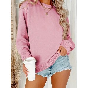 Plus Size Sweatshirts Tops with Crew Neck Long Sleeve Basic Pullover Sweat Shirts Plus Size Sweatshirts - 1 of 4