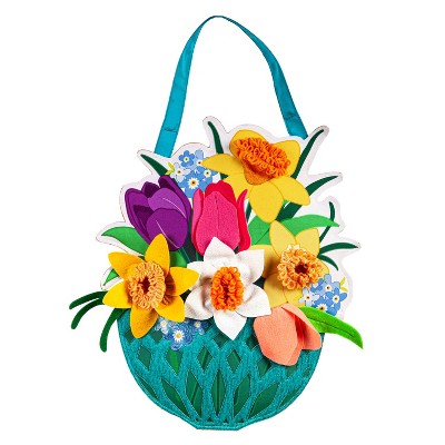 Spring Floral Basket Door Decor