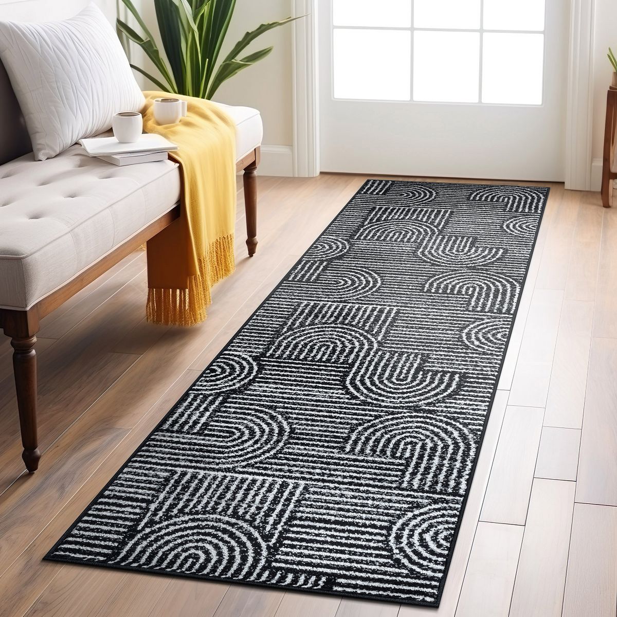 World Rug Gallery Bohemian Stipre Arch Design Area Rug: Geometric, Rectangle, Low Pile, Stain & Fade Resistant - thumbnail 2