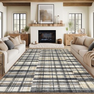 Modern Striped Machine Washable Runner Rug Soft Throw Carpet Stain Resistant Carpet with Non-Slip Backing - 1 of 4