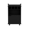NicBex 2 Shelves Rolling Kitchen Island Cart with 1 Cabinet and 4 Bottle Rack,Kitchen Island on Wheels with Storage,Island Table for Kitchen,Black - 4 of 4