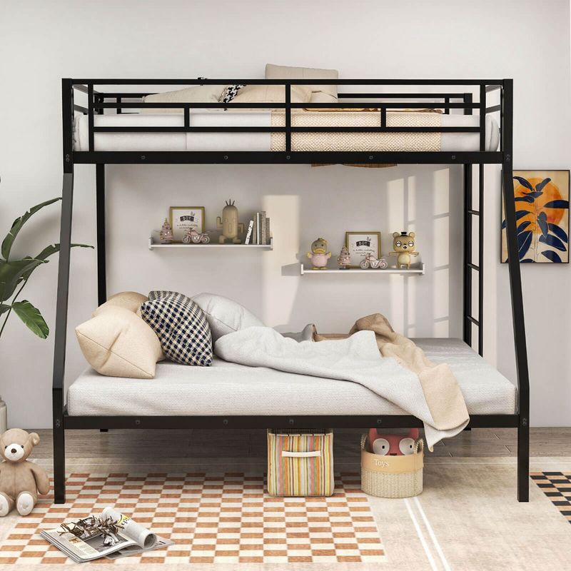 Costway Twin Over Full Bunk Bed w/Metal Frame and Ladder Space-Saving Design White\Black, 5 of 11