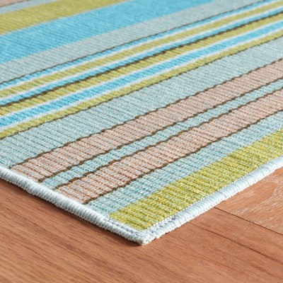 Aquinnah Multicolor Stripe Synthetic Runner Rug 2'6"x8'