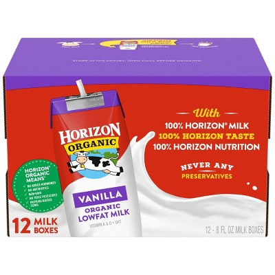 Horizon Organic 1% Lowfat UHT Vanilla Milk - 12ct/8 fl oz Boxes