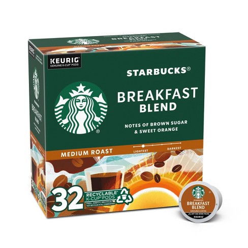 Starbucks Medium Roast K-Cup Coffee Pods — Breakfast Blend for Keurig Brewers — 1 box (32 pods) - image 1 of 4