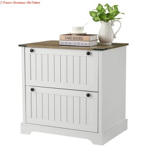 Farmhouse Rustic File Cabinets w/2 Drawers,30 in File Cabinets w/ Hanging File Folders for A4/Letter/Legal Size Documents - 1 of 4