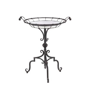 Olivia & May Ornate Accent Tray Table Black: Mid-Century Modern, Iron Top, No Assembly Required - 1 of 4