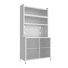 Homy Casa Kitchen Storage Cabinet with Open Shelves and Sliding Doors, White - 2 of 4