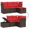 vidaXL 4 Piece Patio Sofa Set with Cushions Brown Poly Rattan - Brown without storage - 3 of 4