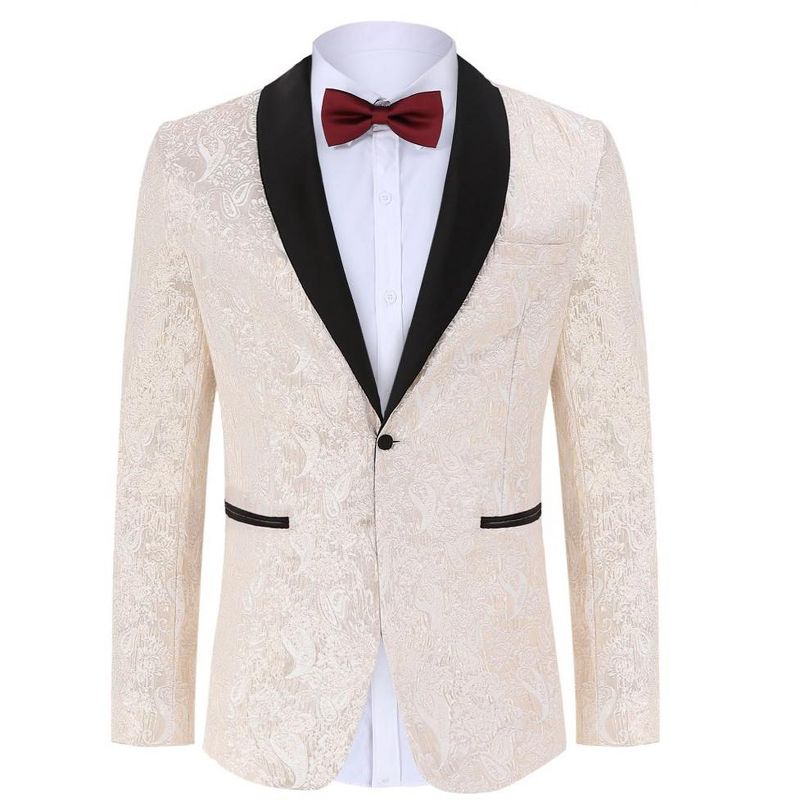 Men's Floral Tuxedo Jacket One Button Embroidered Dinner Suit Jackets Party Prom Wedding Blazer Coat, 1 of 8