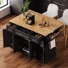 Kitchen Carts and Islands with Rubber Wood Drop Leaf, 4 Doors, 3 Drawers, Rolling Storage Island on Wheels for Kitchen or Dining Room-The Pop Home - 2 of 4