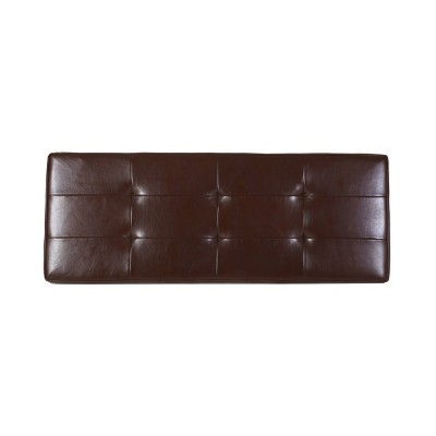Charleston Reddish Brown Bonded Leather Tufted Storage Footstool