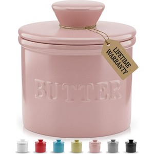 French Butter Crock with Lid, Butter Keeper Dish to Keep Butter Spreadable and Fresh on Counter, Ideal Kitchen Gift - 1 of 4