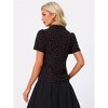 Allegra K Women's Short Sleeve Casual V Neck Print Notch Lapel Collar Summer Blouses - 3 of 4