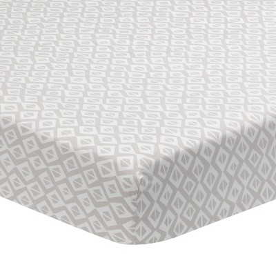 Lambs & Ivy Signature Tribal Geo Taupe/White Organic Cotton Fitted Crib Sheet