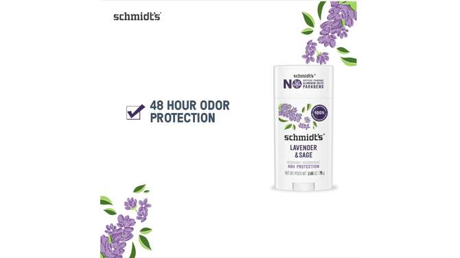 Schmidt&#39;s Lavender + Sage Aluminum-Free Natural Deodorant Stick - 2.65oz, 2 of 16, play video