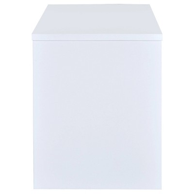Transitional White Home Office Desk with Reversible Filing Cabinet