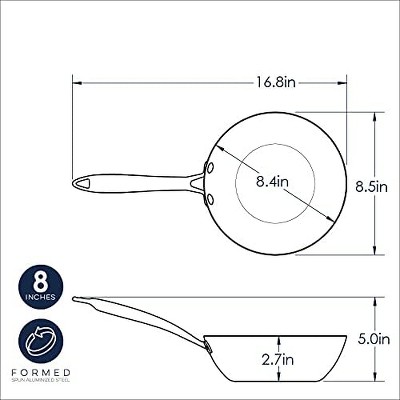 Nordic Ware 8'' Nonstick Stainless Steel Wok