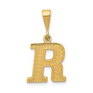 Black Bow Jewelry 14k Yellow Gold, Ashley Collection, Textured Initial R Pendant - 1 of 4