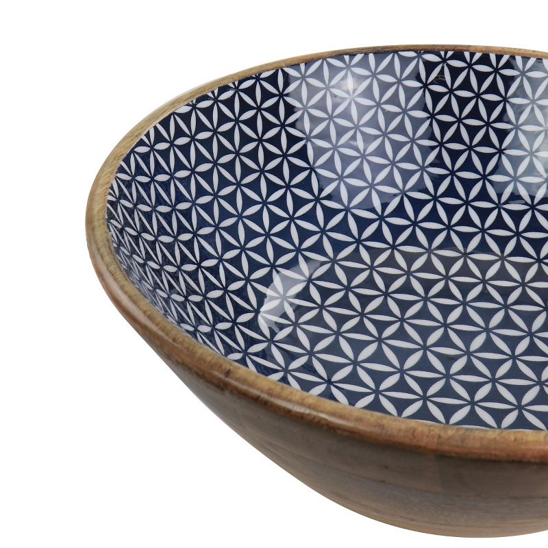 Large Mango Wood Serving Bowl in Five-Point Blue, 3 of 9