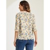 INSPIRE CHIC Women's Round Neck Ruffle 3/4 Sleeve Floral Print Chiffon Blouse - 4 of 4