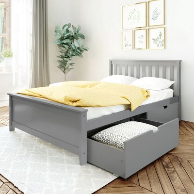 Max & Lily Full Size Bed Frame with Storage Drawers, Solid Wood Platform Bed for Kids
