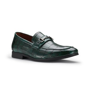 Ferro Aldo Mens Declan MFA19752 Alligator Skin Texture Moc-Toe Penny Loafers with Decorative Buckle - 1 of 4