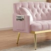 Racxily Loveseat Sofa, Comfy Velvet Small Loveseat for Small Spaces, Couch for Bedroom Living Room, 2 Pillow Included - 3 of 4