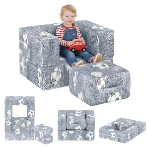 Hooseng Toddler Couch, 3 in 1 Glow Modular Kids Play Couch Sofa, Toddler Fold Out Couch for Playroom, Convertible Play Foam Couch for Boys & Girls - 1 of 4