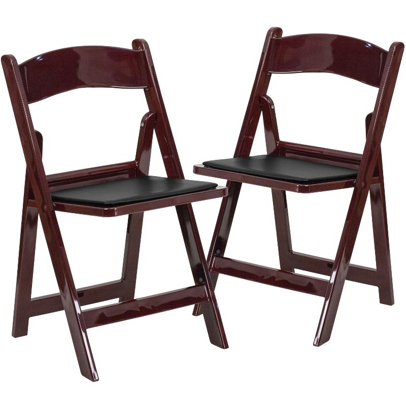 Emma and Oliver 2 Pack Wedding Party Event Resin Folding Chair with Vinyl Padded Seat, 1 of 12